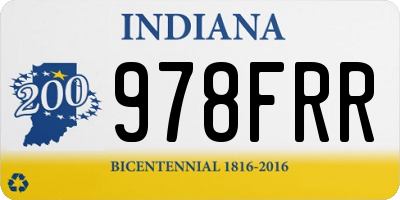 IN license plate 978FRR