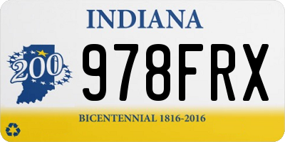 IN license plate 978FRX