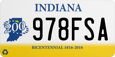 IN license plate 978FSA