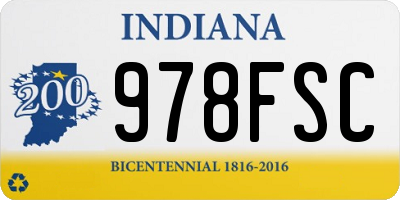 IN license plate 978FSC