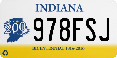 IN license plate 978FSJ