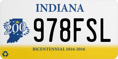IN license plate 978FSL