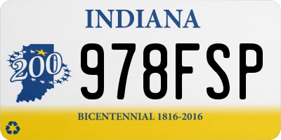 IN license plate 978FSP