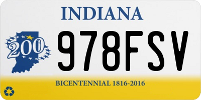 IN license plate 978FSV