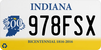 IN license plate 978FSX