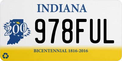 IN license plate 978FUL
