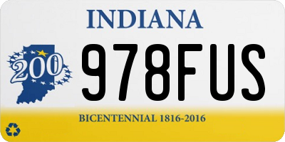 IN license plate 978FUS