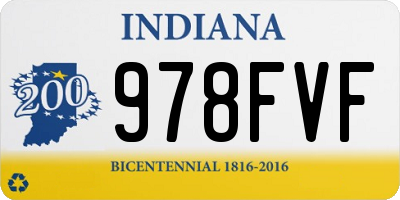 IN license plate 978FVF