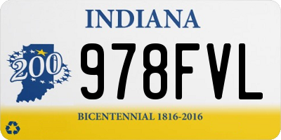 IN license plate 978FVL