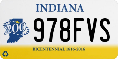 IN license plate 978FVS