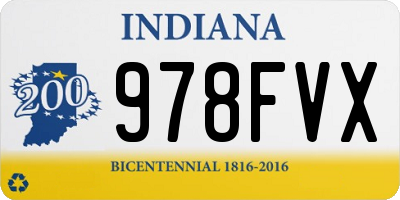 IN license plate 978FVX