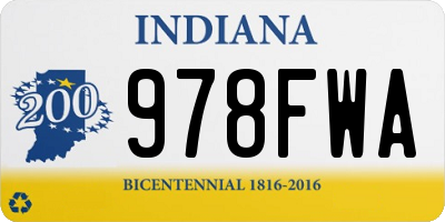 IN license plate 978FWA