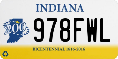IN license plate 978FWL