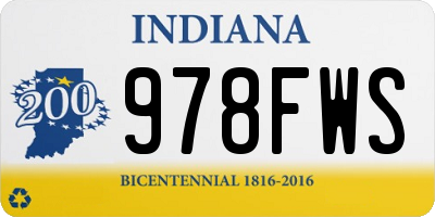 IN license plate 978FWS