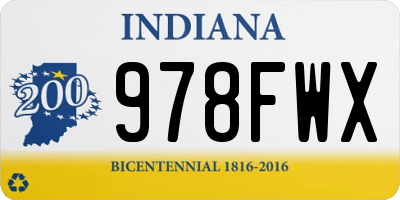 IN license plate 978FWX