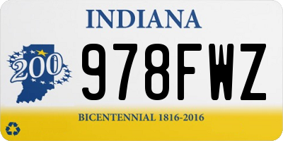IN license plate 978FWZ