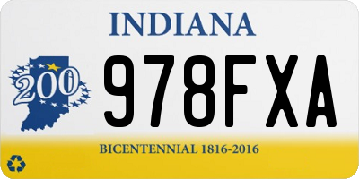 IN license plate 978FXA