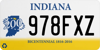 IN license plate 978FXZ