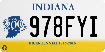 IN license plate 978FYI