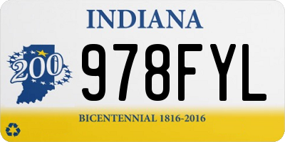IN license plate 978FYL