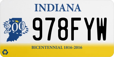 IN license plate 978FYW