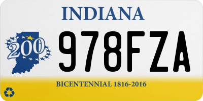 IN license plate 978FZA