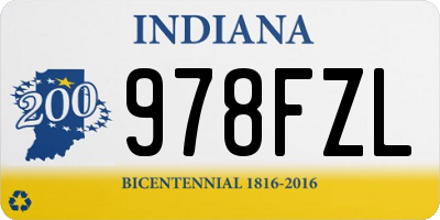 IN license plate 978FZL