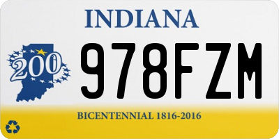 IN license plate 978FZM