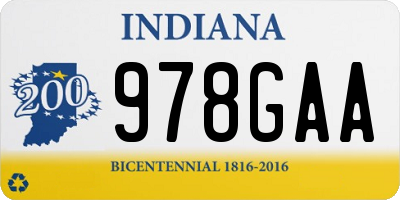 IN license plate 978GAA