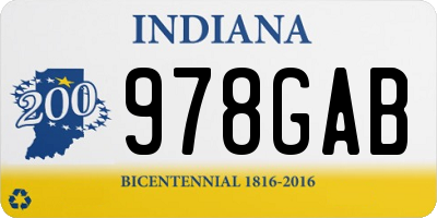 IN license plate 978GAB