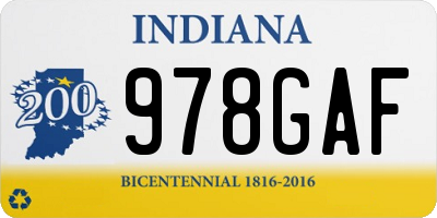 IN license plate 978GAF