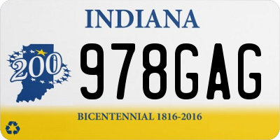 IN license plate 978GAG