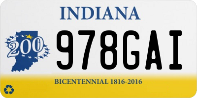 IN license plate 978GAI