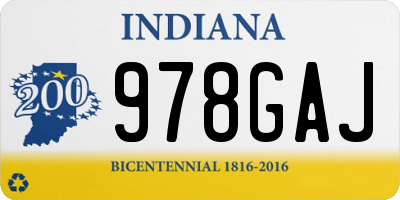 IN license plate 978GAJ