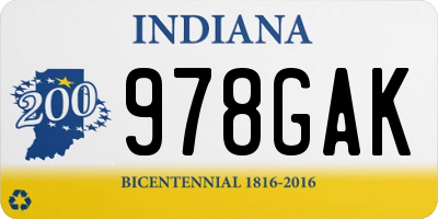 IN license plate 978GAK