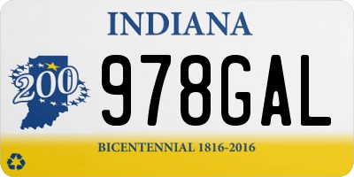 IN license plate 978GAL