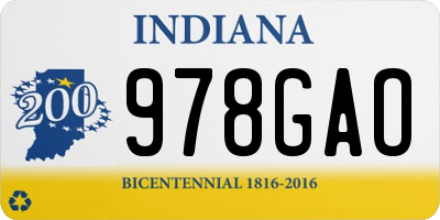 IN license plate 978GAO