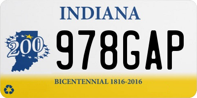IN license plate 978GAP