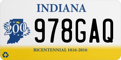 IN license plate 978GAQ