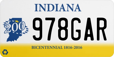 IN license plate 978GAR