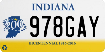 IN license plate 978GAY