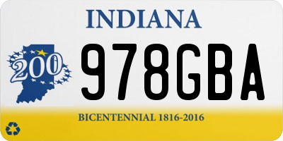 IN license plate 978GBA