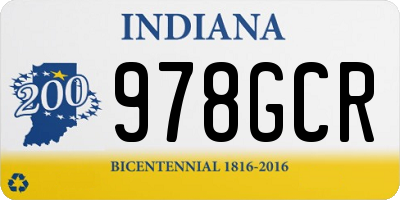IN license plate 978GCR