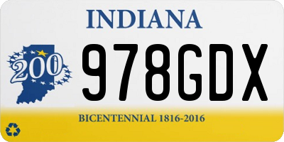 IN license plate 978GDX