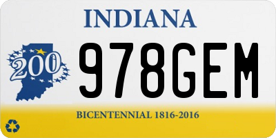IN license plate 978GEM