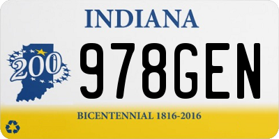 IN license plate 978GEN