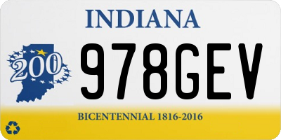 IN license plate 978GEV