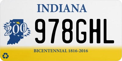 IN license plate 978GHL