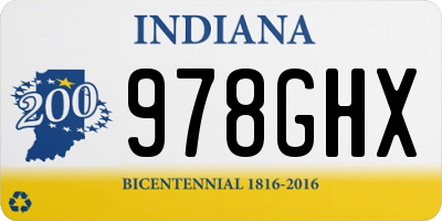 IN license plate 978GHX