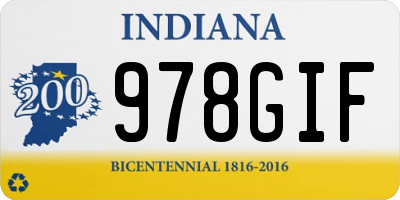 IN license plate 978GIF